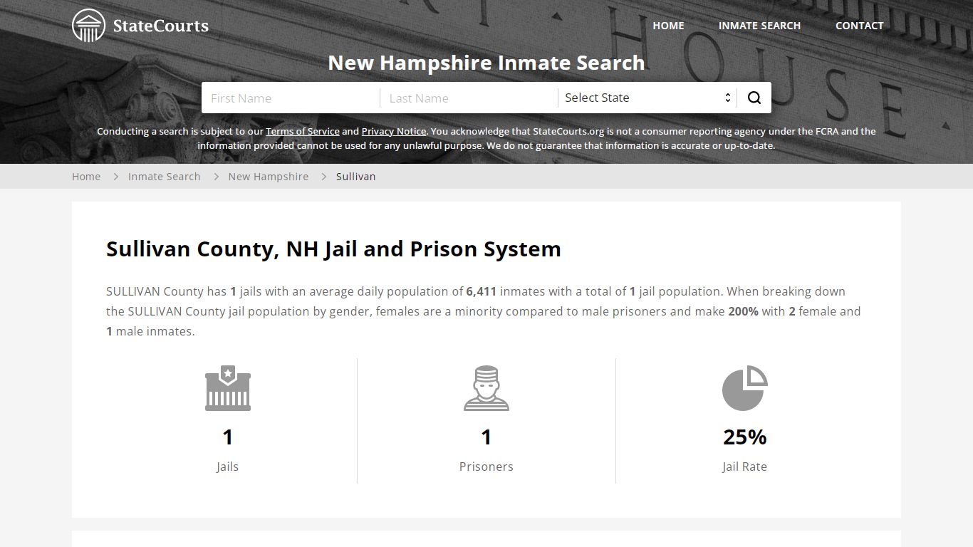 Sullivan County, NH Inmate Search - StateCourts