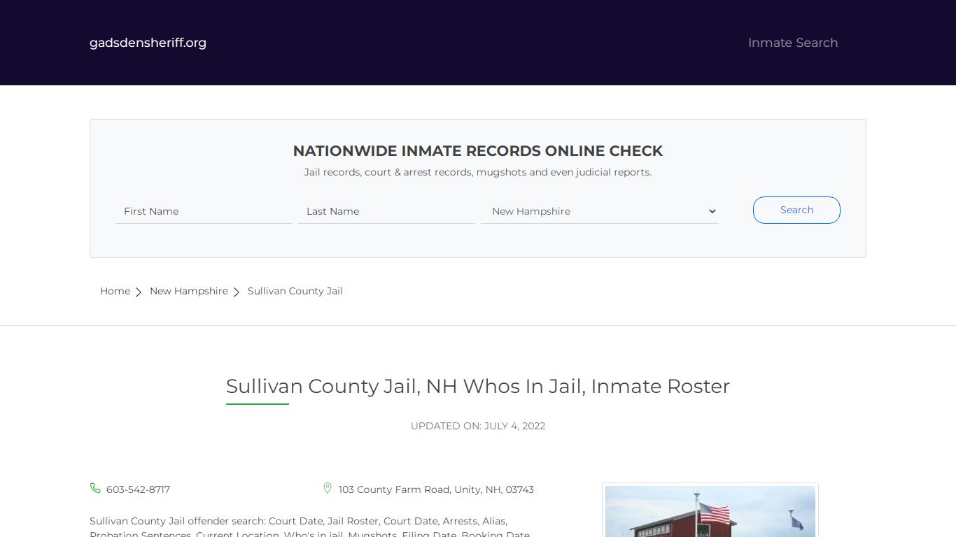 Sullivan County Jail, NH Inmate Roster, Whos In Jail