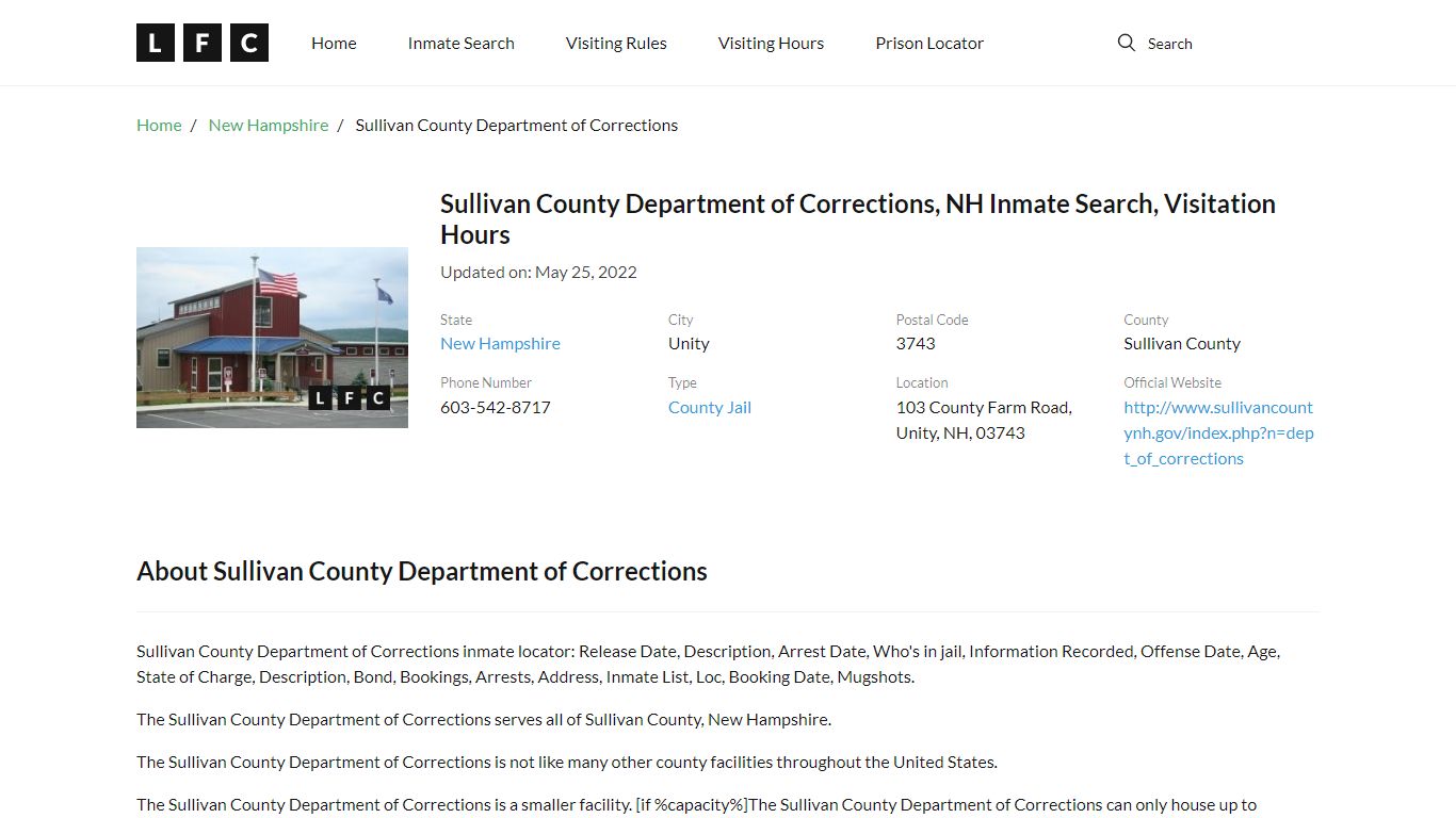 Sullivan County Department of Corrections, NH Inmate ...